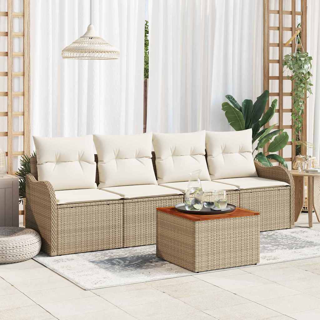 Garten-Sofa-Set 5 pcs Beige und Creme 55 x 55 x 37 cm
